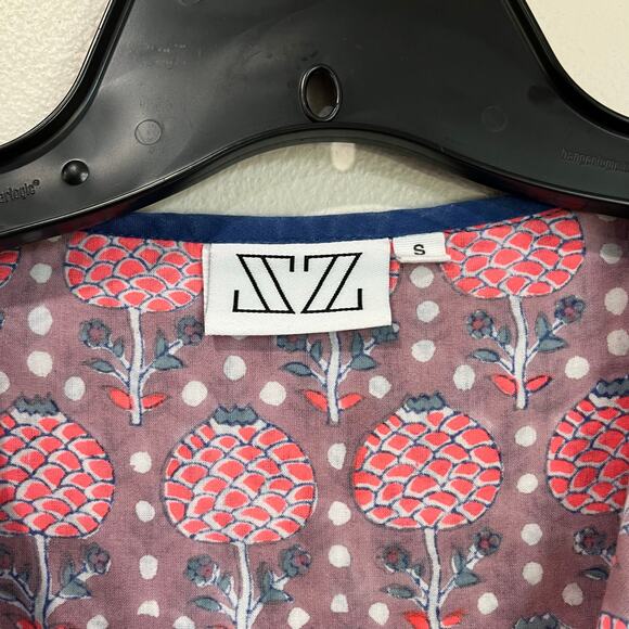 J. Crew SZ Blockprint Tunic Boho Tassel Top Cotton Peasant Blouse Size Small - Picture 6 of 8